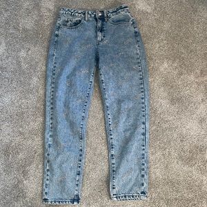 Garage rhinestone sparkle mom jeans